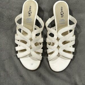 EAST 5TH Shiny White Mule Sandal Shoes (Size 7M) wore a few times